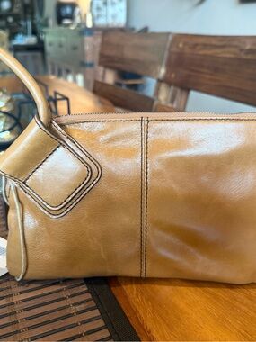 HOBO Tan Leather Wristlet Clutch